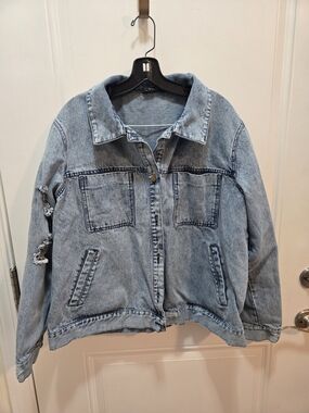 Kiss Milk Light Wash Blue Distressed Denim Jacket
